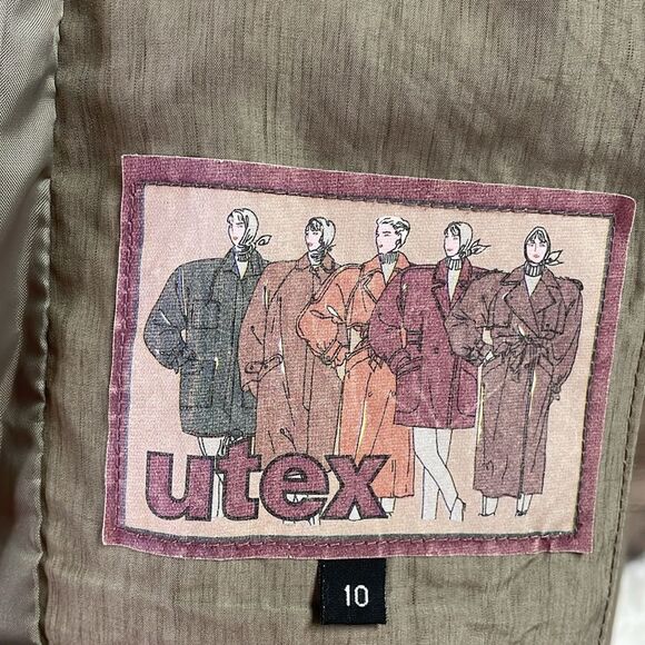 UTEX Ladies Light Olive Green Raincoat Trenchcoat Hidden Button Front Size 10 - Picture 7 of 11